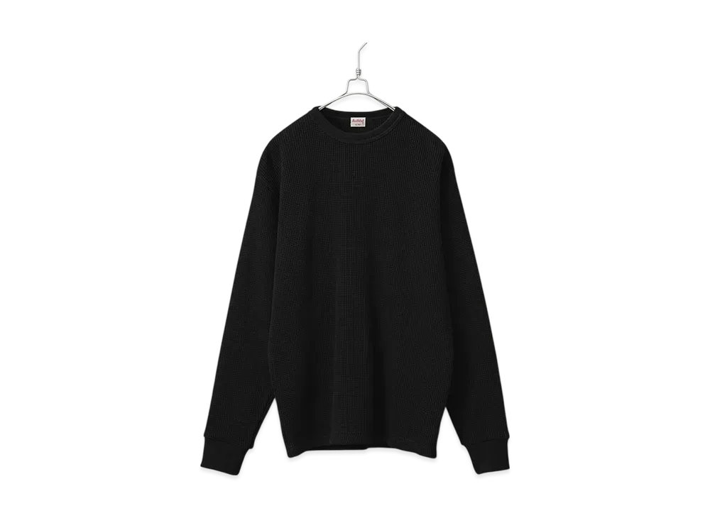 Healthknit Super Heavy Waffle Crew Neck Long Sleeve T-Shirt "Black"