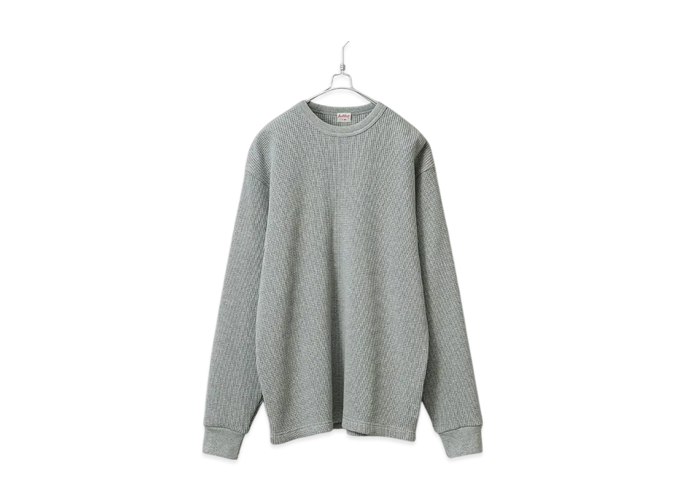 ヘルスニット スーパー ヘビー ワッフル クルーネック ロング スリーブ Tシャツ "ヘザーグレー"