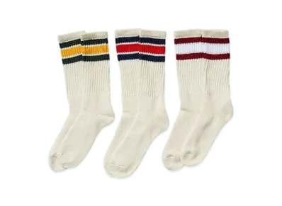 Healthknit Classic Color Scheme 3 Stripe Socks 3-Pair Set "Dark Green/Navy/Burgundy"