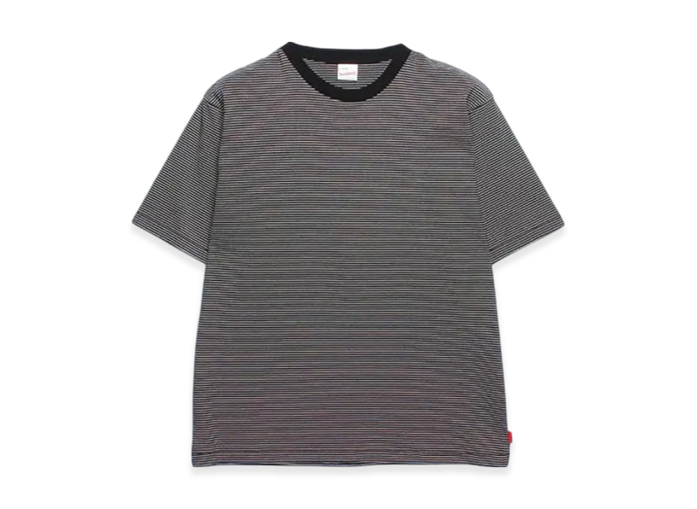 Healthknit Narrow Border Crew Neck Short Sleeve T-Shirt "Black Natural"
