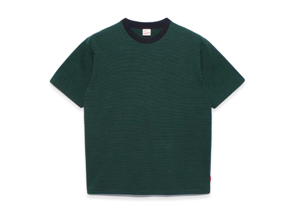 Healthknit Narrow Border Crew Neck Short Sleeve T-Shirt "Navy Green"