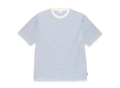 Healthknit Narrow Border Crew Neck Short Sleeve T-Shirt "Natural Blue"