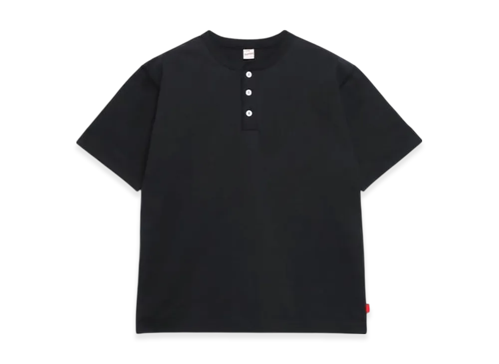 Healthknit Maxweight Henley Short Sleeve T-Shirt "Black"