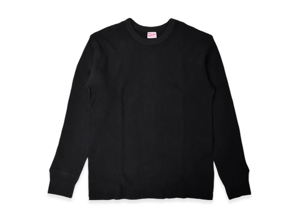 Healthknit Thermal King Crew Neck Long Sleeve T-Shirt "Black"