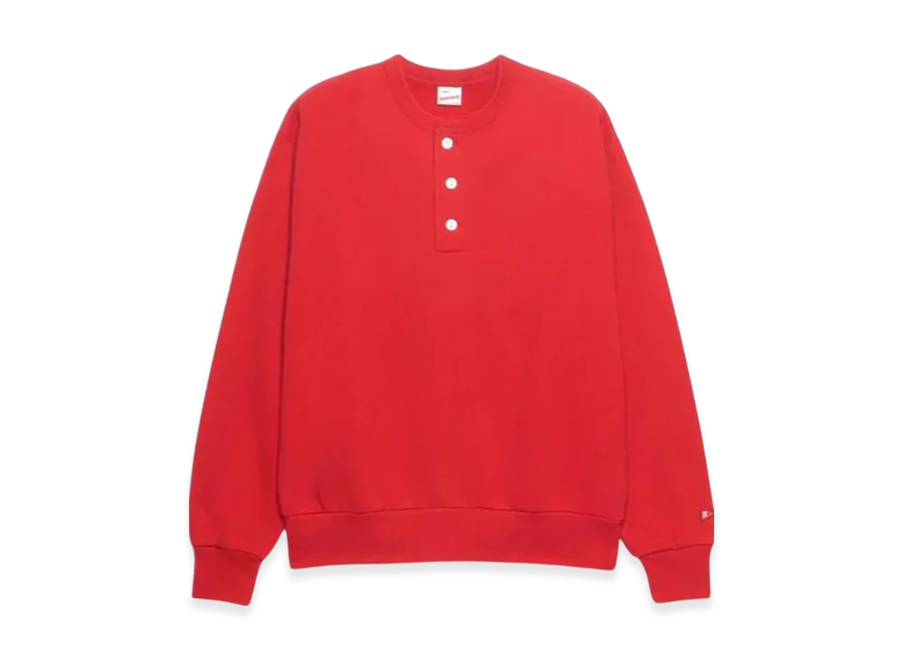 Healthknit Classic Sweat Henley Neck Long Sleeve "Red"