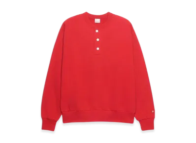 Healthknit Classic Sweat Henley Neck Long Sleeve "Red"