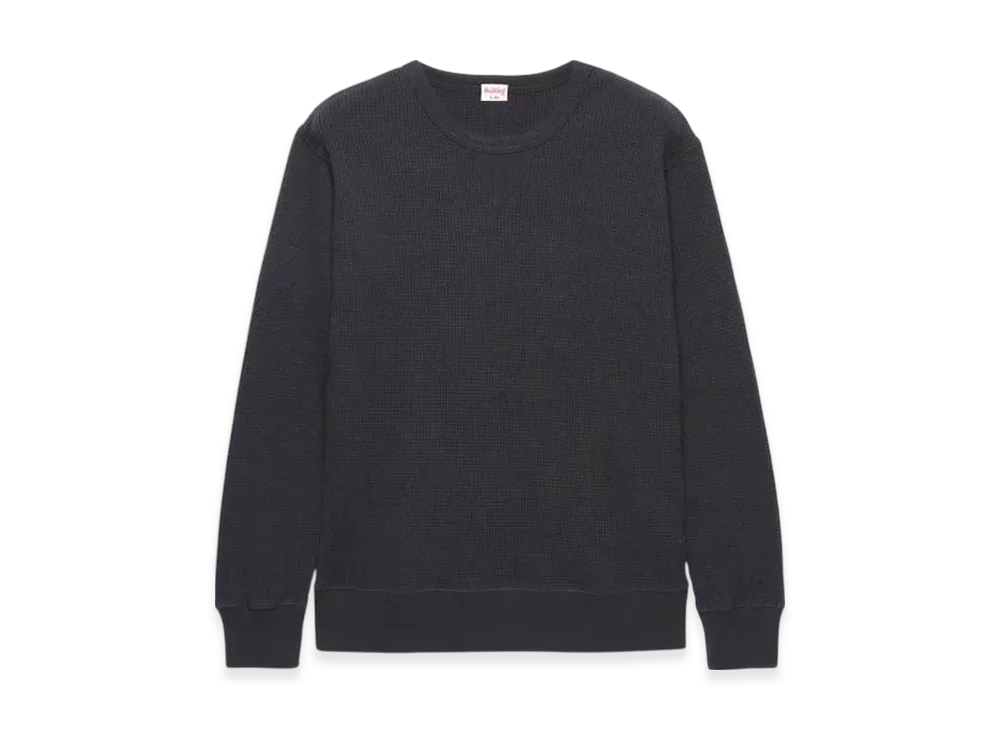 Healthknit Super Heavy Waffle Sweatshirt Long Sleeve T-Shirt "Fade Black"