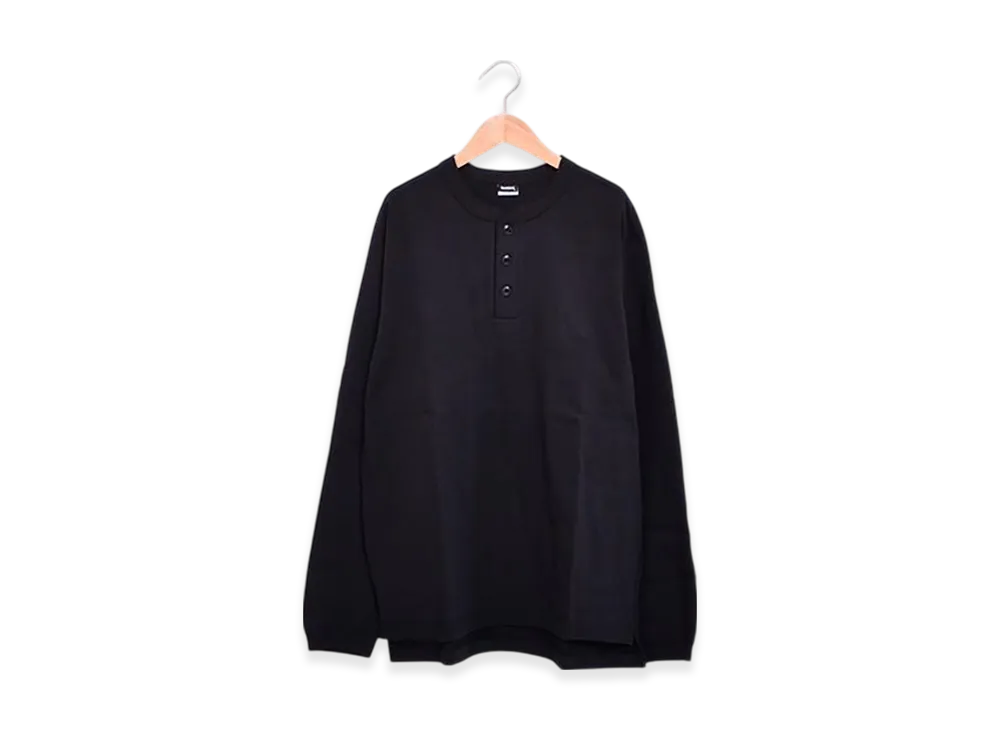 Healthknit Black Label Henley Neck Long Sleeve "Black"