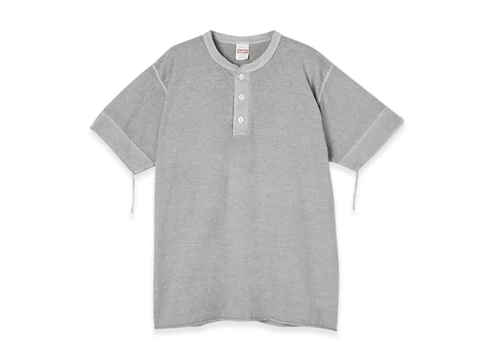 Healthknit Pigment-dyed Henley Neck Short Sleeve T-Shirt "Light Gray"