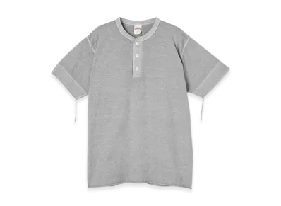 Healthknit Pigment-dyed Henley Neck Short Sleeve T-Shirt "Light Gray"