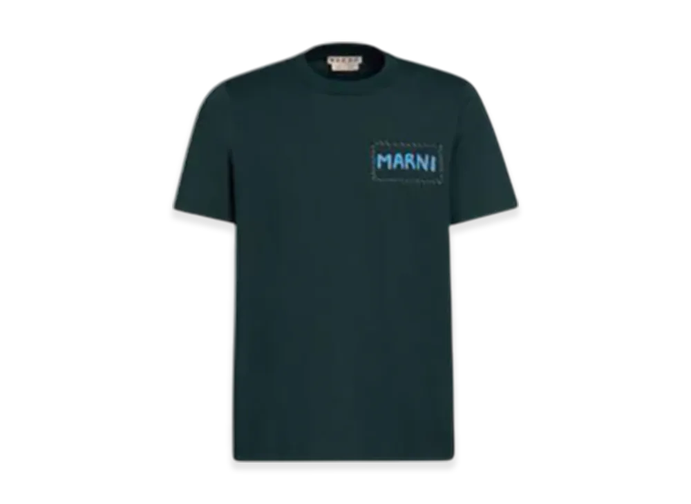 MARNI Organic Cotton T-Shirt with MARNI Patch "Green"