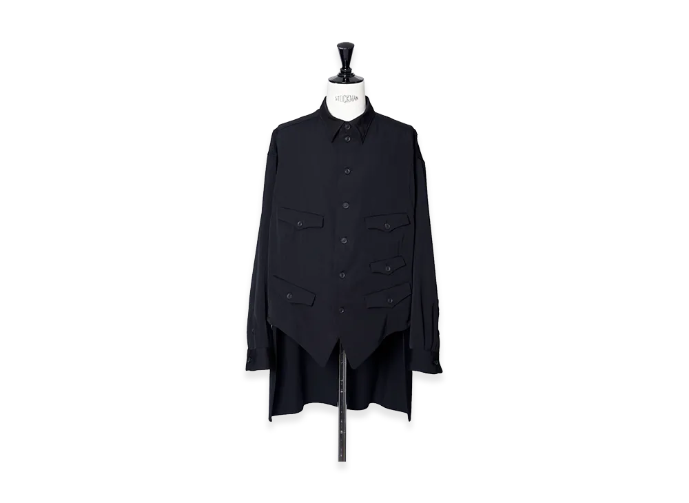 Yohji Yamamoto POUR HOMME Wool Gabardine Vest Docking Shirt "Black"