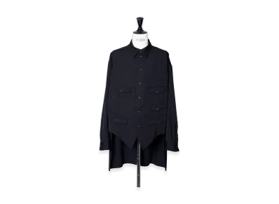 Yohji Yamamoto POUR HOMME Wool Gabardine Vest Docking Shirt "Black"