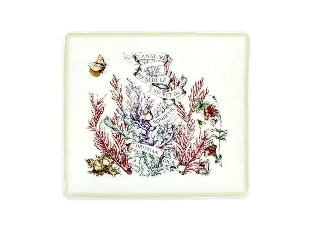 Dior Trinket Tray Limoges Porcelain with Dior Cabinet de la Mer Motif "White/Multicolor"