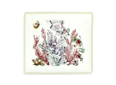 Dior Trinket Tray Limoges Porcelain with Dior Cabinet de la Mer Motif "White/Multicolor"