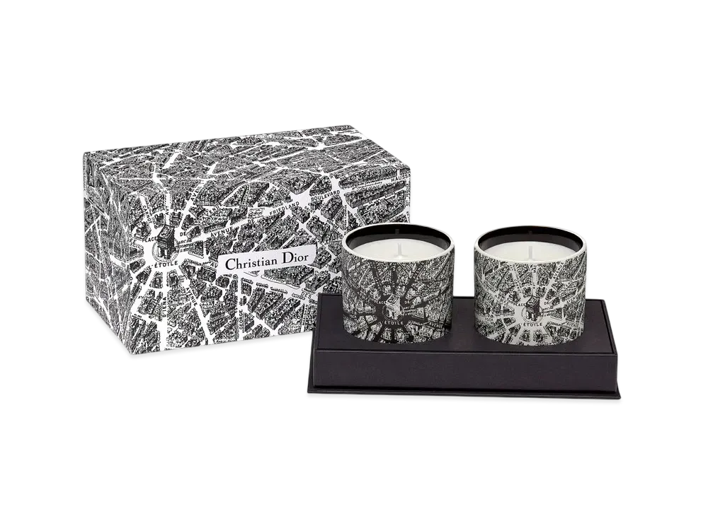Dior Set of Two Scented Mini Candles: Baies de Rose Bergamote and Orange Mandarine Plan de Paris ""
