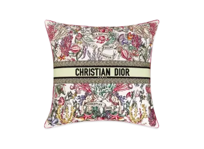Dior Square Pillow Cotton Embroidered with Dior Cabinet de la Mer Motif "Multicolor"