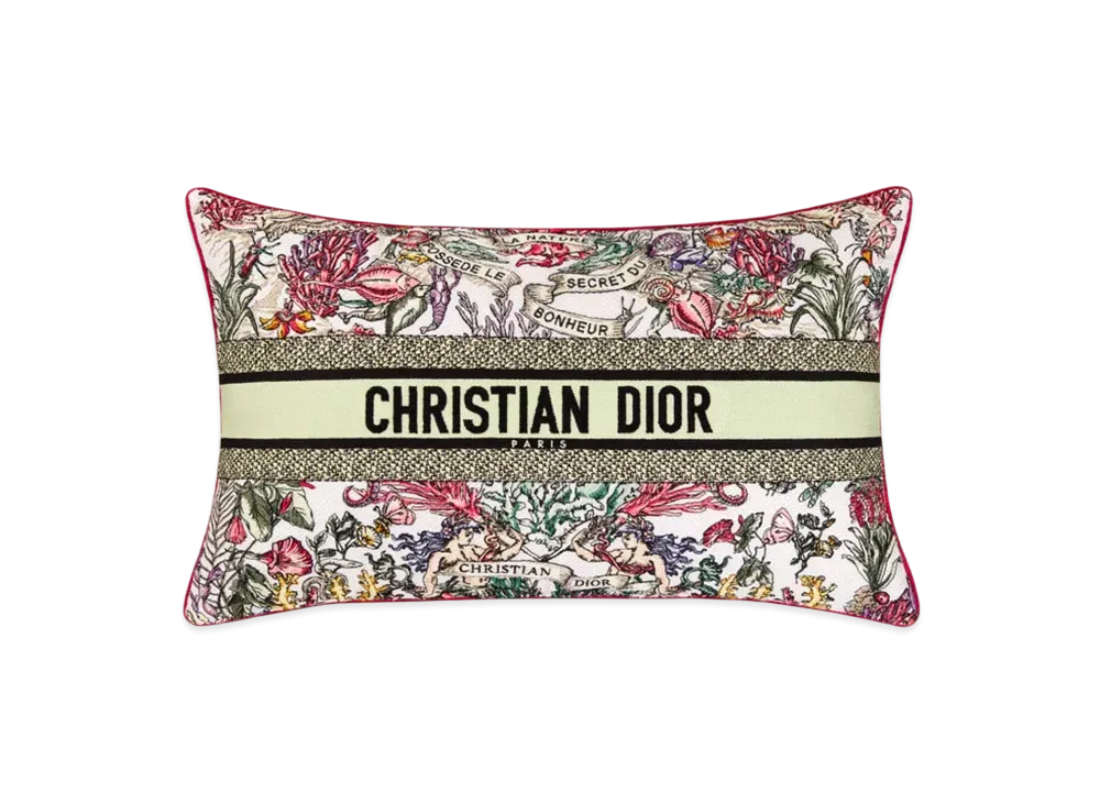 Dior Rectangular Pillow Cotton Embroidered with Dior Cabinet de la Mer Motif "Multicolor"