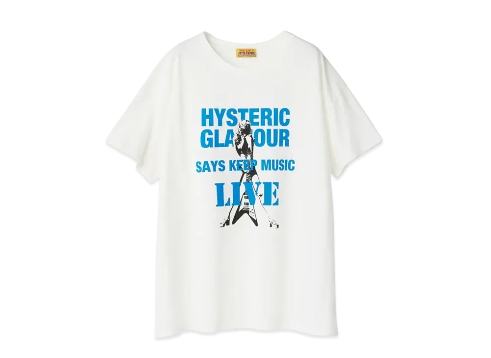 HYSTERIC GLAMOUR Keep Music Over Size Tee "White"