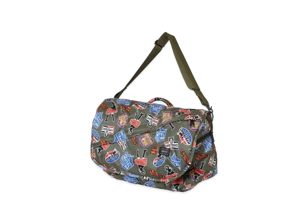 HYSTERIC GLAMOUR x PORTER Classic Stickers Pattern Messenger Bag "Khaki"