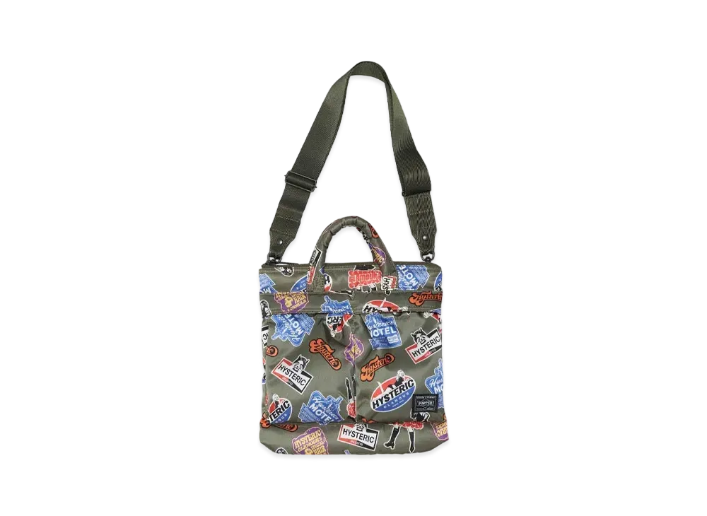HYSTERIC GLAMOUR x PORTER Classic Stickers Pattern 2way Mini Helmet Bag "Khaki"