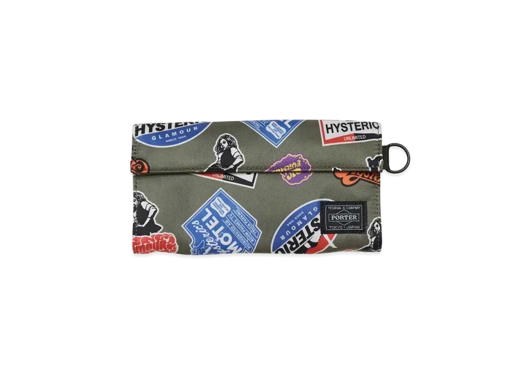 HYSTERIC GLAMOUR x PORTER Classic Stickers Pattern Long Wallet "Khaki"
