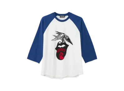 HYSTERIC GLAMOUR x THE ROLLING STONES STONES 1975 Three-quarter Sleeve Tee "Blue"