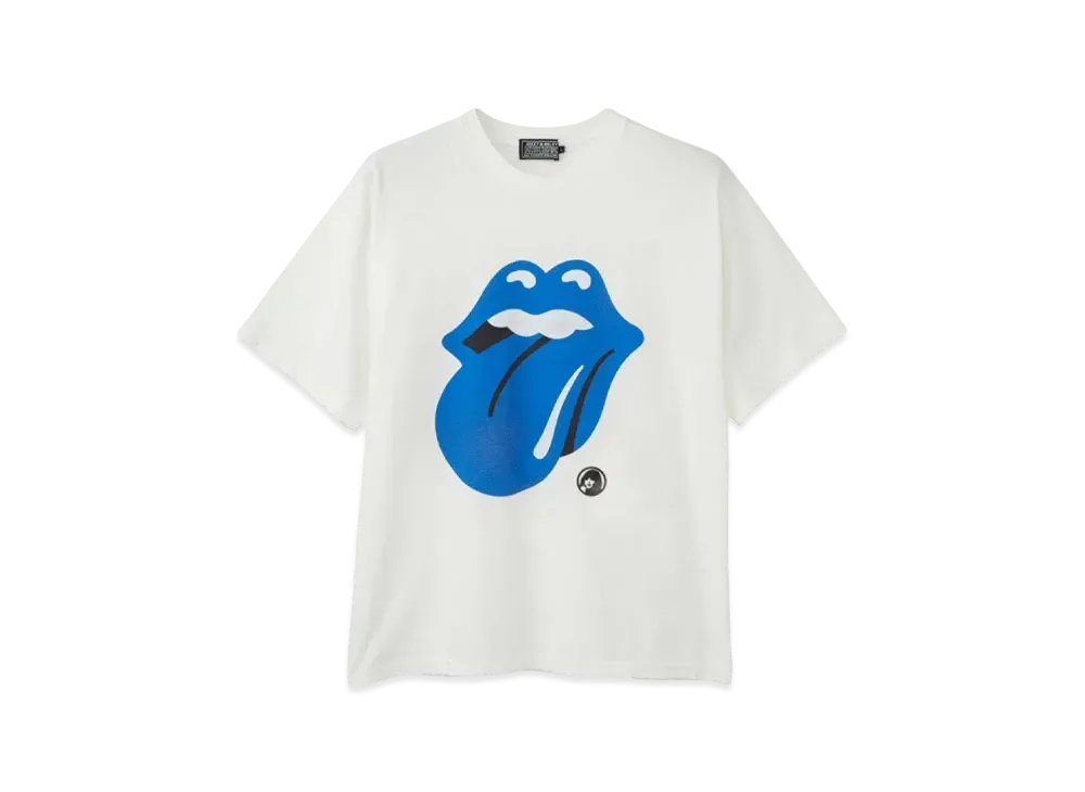 HYSTERIC GLAMOUR x THE ROLLING STONES Circle Head & Blue Tongue Tee "White"