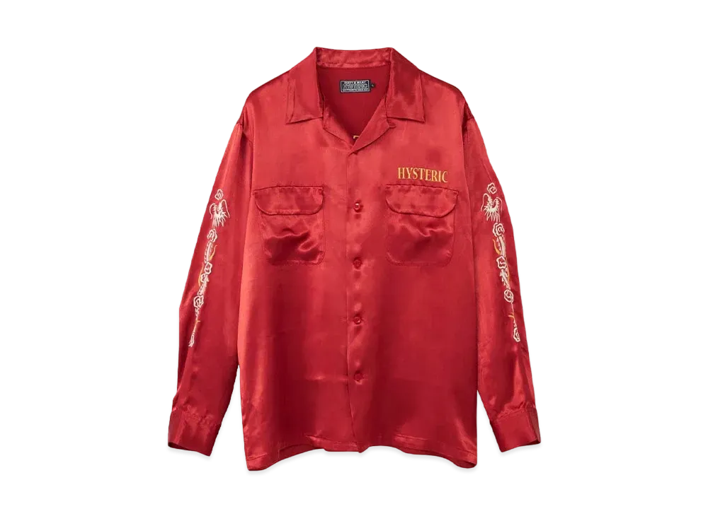 HYSTERIC GLAMOUR Black Panther Embroidery Souvenir Shirt "Red"