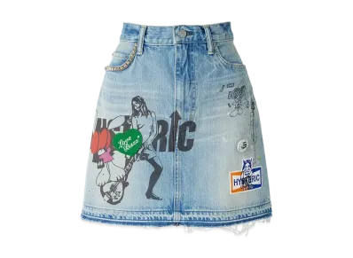 HYSTERIC GLAMOUR x SKOLOCT Denim A-Line Mini Skirt "Blue"