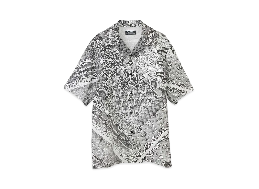 HYSTERIC GLAMOUR HYS Mandara Pattern Open Collar Shirt "White"