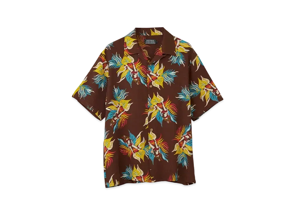 HYSTERIC GLAMOUR Tropic Ladyland Pattern Aloha Shirt "Brown"
