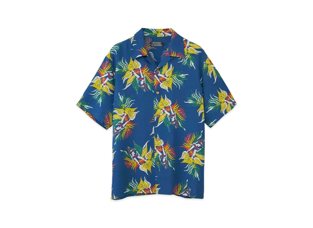 HYSTERIC GLAMOUR Tropic Ladyland Pattern Aloha Shirt "Blue"
