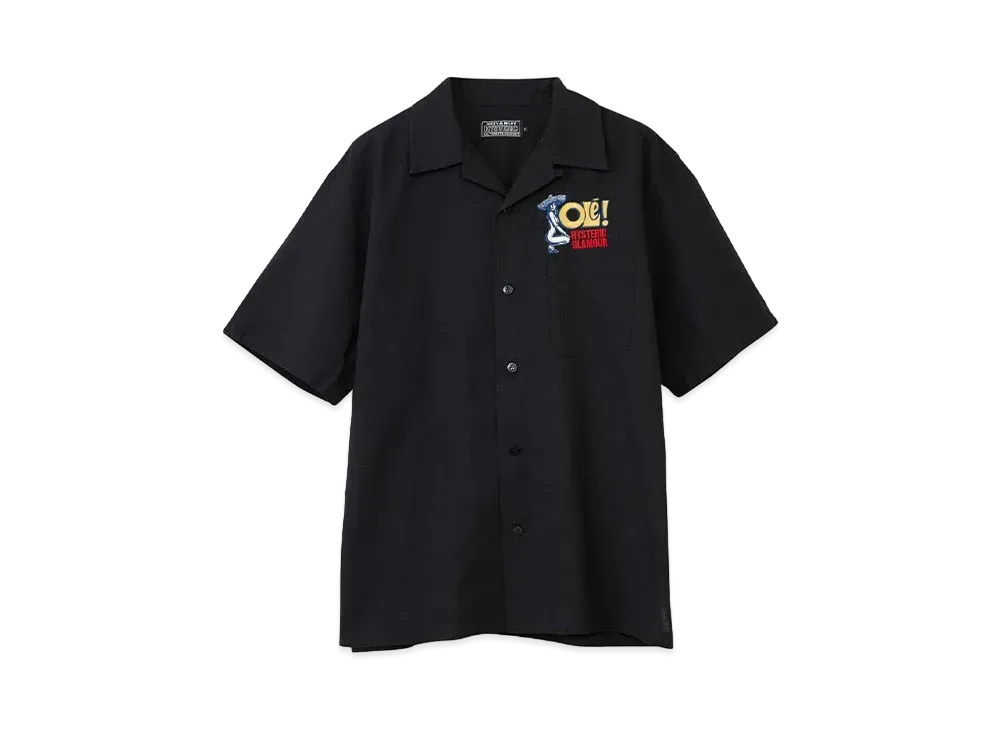 HYSTERIC GLAMOUR Hysteric OLE Embroidery Open Collar Shirt "Black"