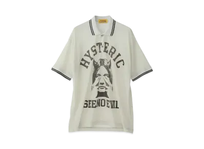 HYSTERIC GLAMOUR See No Evil Mesh Polo Shirt "White"