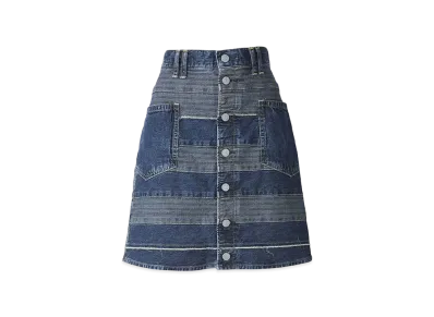 HYSTERIC GLAMOUR Scratch A-Line Denim Mini Skirt "Light Indigo Blue"
