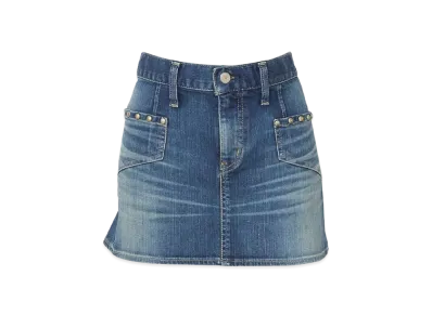 HYSTERIC GLAMOUR Back Lace-Up Micro Mini Denim Skirt "Light Indigo Blue"