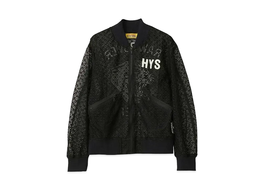 HYSTERIC GLAMOUR Raw Power Hysteric Embroidery Lace Rib Blouson "Black"