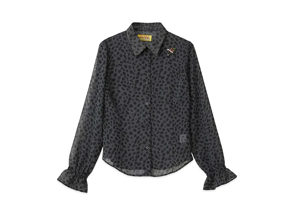HYSTERIC GLAMOUR Cheetah Pattern Frill Cuff Blouse "Black"