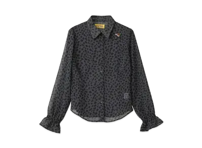 HYSTERIC GLAMOUR Cheetah Pattern Frill Cuff Blouse "Black"