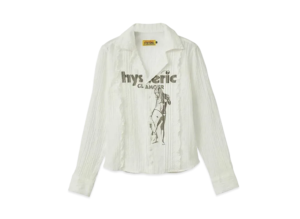 HYSTERIC GLAMOUR HYS Cherry Times Pin Tuck Shirt "White"