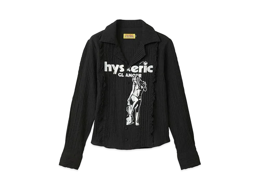 HYSTERIC GLAMOUR HYS Cherry Times Pin Tuck Shirt "Black"