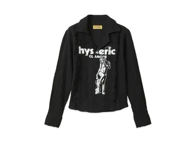HYSTERIC GLAMOUR HYS Cherry Times Pin Tuck Shirt "Black"