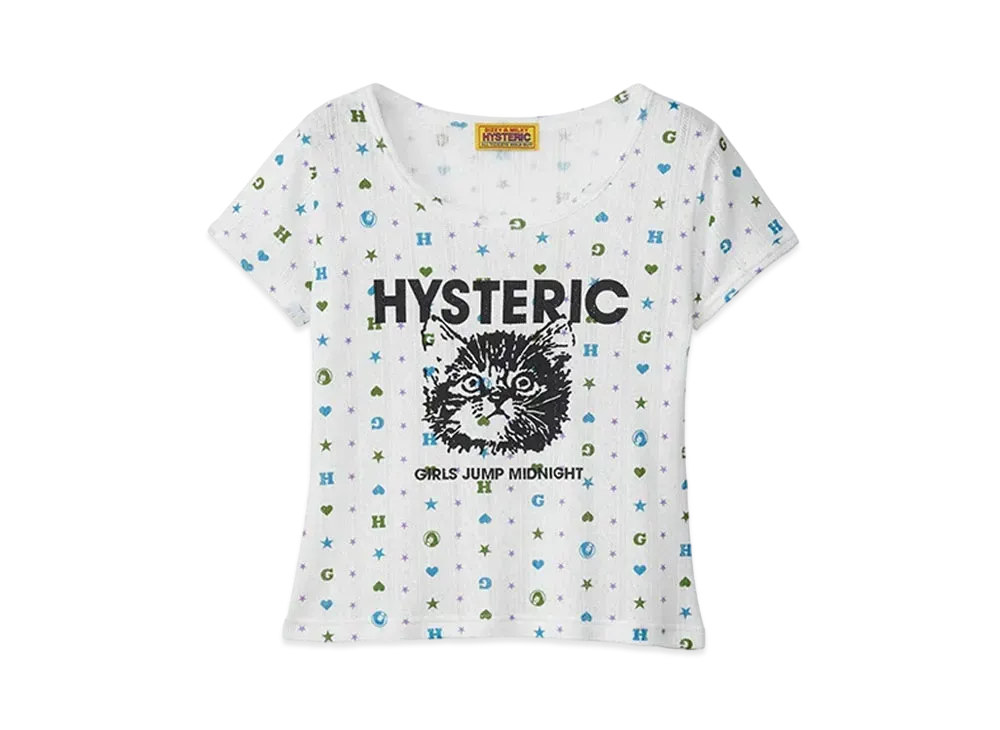 HYSTERIC GLAMOUR Girls Jump Midnight Short T-Shirt "White"