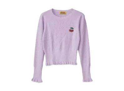 HYSTERIC GLAMOUR Triple Cherry Embroidery Short Length Pullover "Purple"