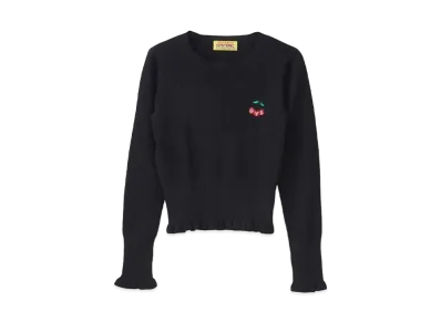 HYSTERIC GLAMOUR Triple Cherry Embroidery Short Length Pullover "Black"