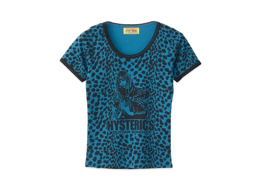 HYSTERIC GLAMOUR Hysteric's Guitar School Pattern Chibi T-Shirt "Blue"