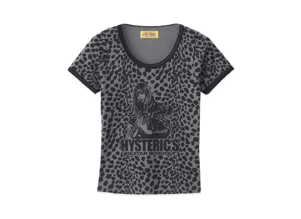 HYSTERIC GLAMOUR Hysteric's Guitar School Pattern Chibi T-Shirt "Charcoal Gray"