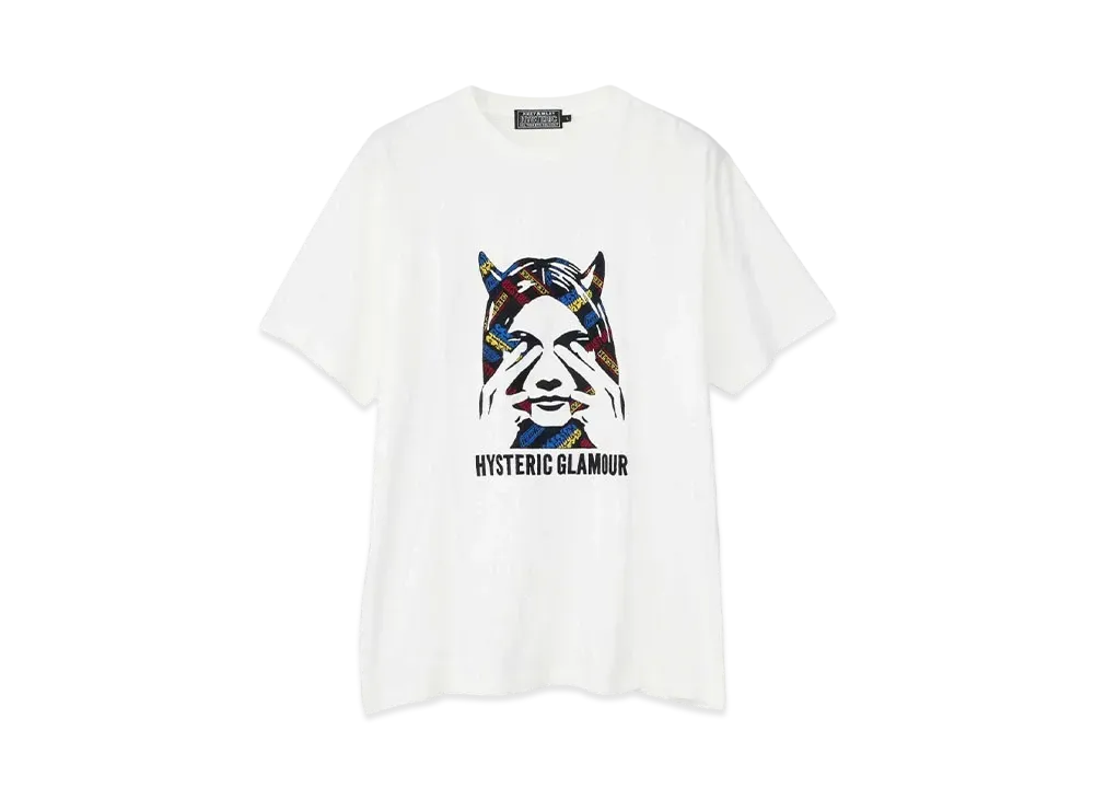 HYSTERIC GLAMOUR See No Evil Embroidery T-Shirt "White"