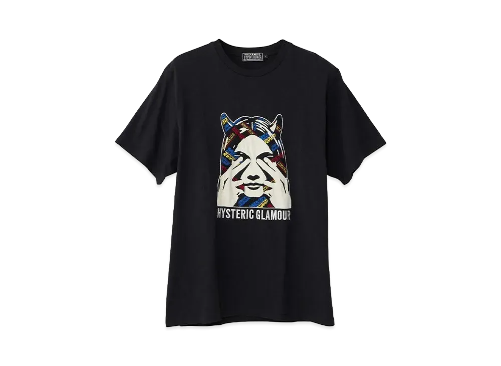 HYSTERIC GLAMOUR See No Evil Embroidery T-Shirt "Black"